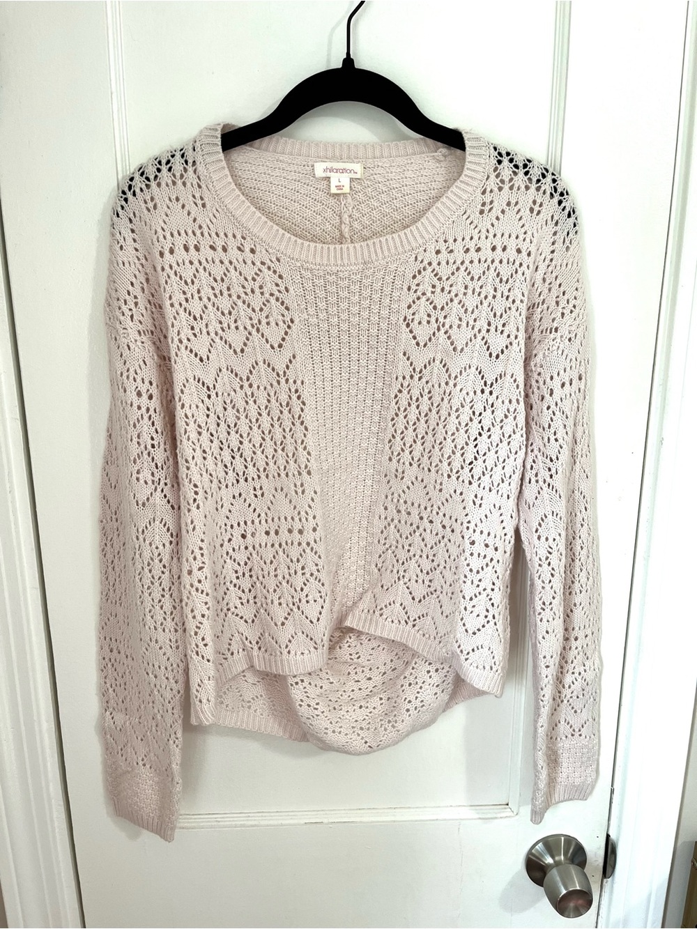 Xhilaration Pale Pink Open Back Crewneck Sweater